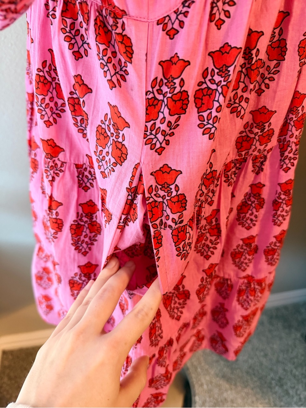 THML Pink Floral Tiered Shirt Dress size XL - Picture 6 of 9
